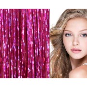 Extensiones de pelo con purpurina Bling Silver 100 unidades de mechón de pelo con purpurina 80 cm - Rosa
